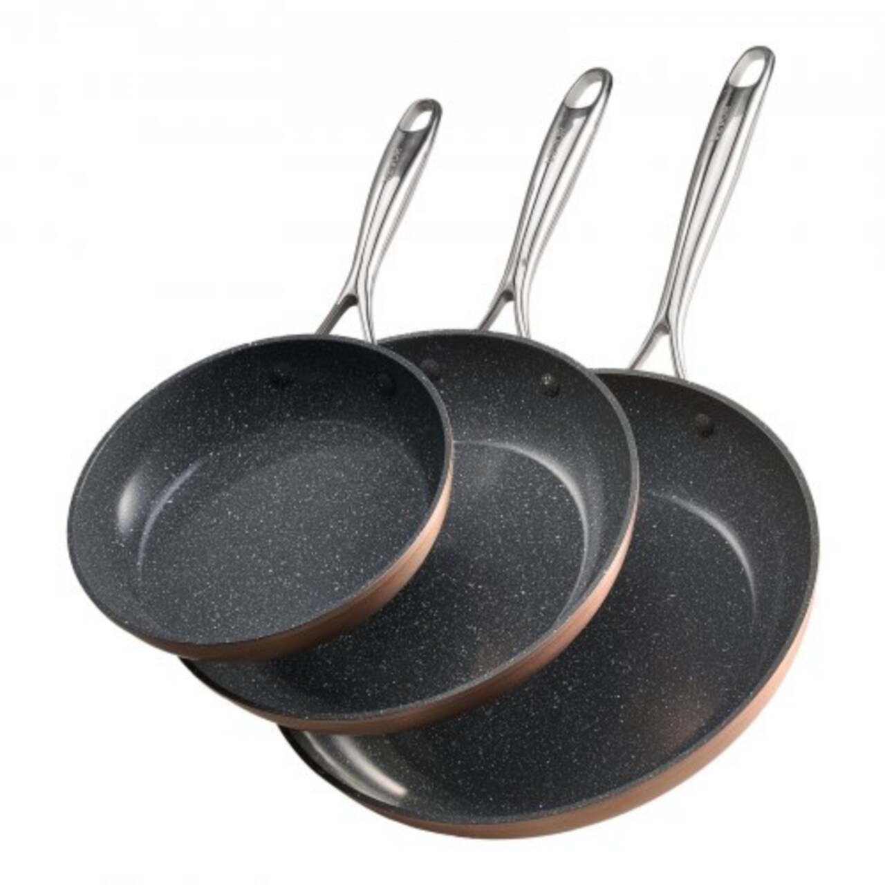 3-Piece Oven-Safe Nonstick Frying Pan Set with Ergonomic Handles and Scratch-Resistant Surface